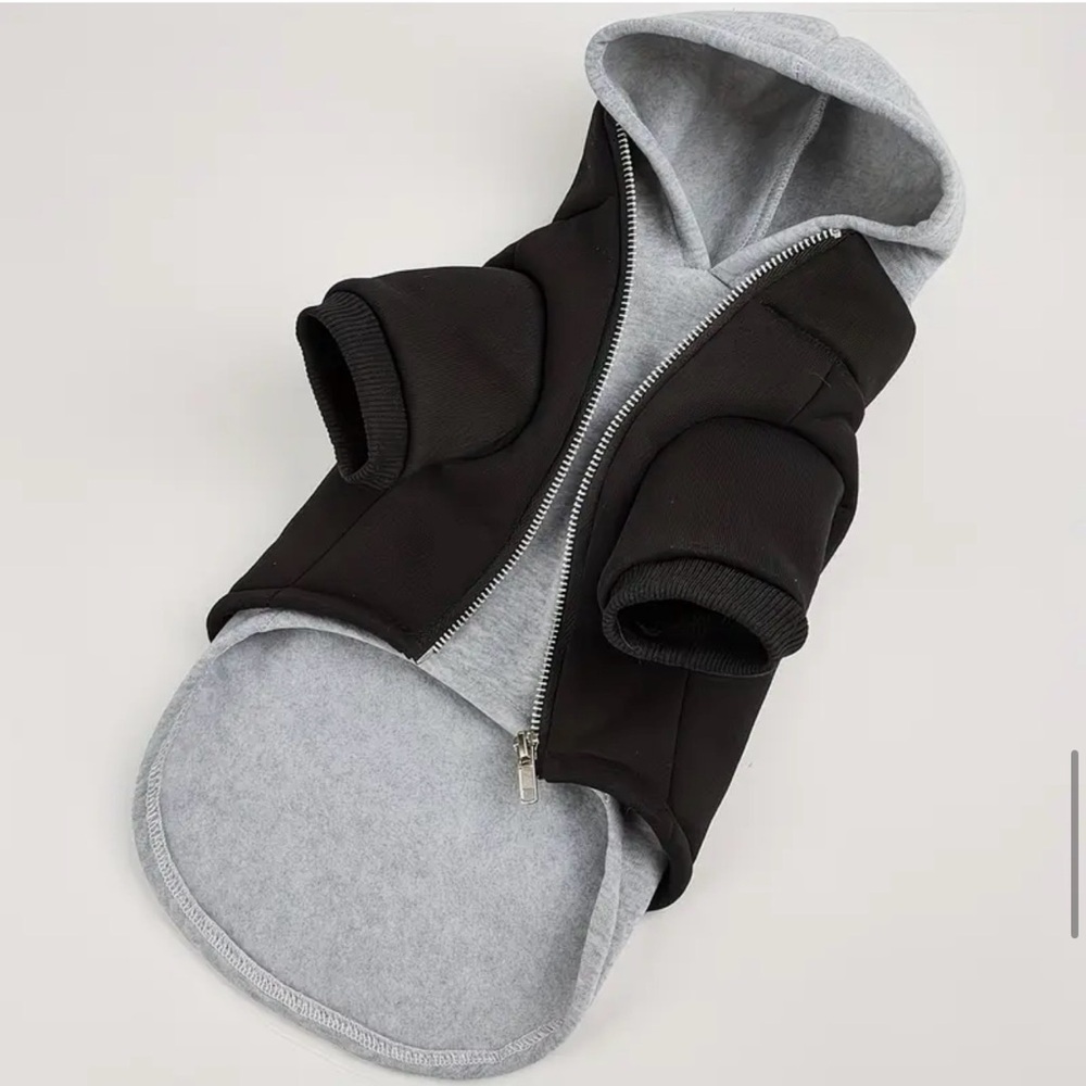 Stylish Black and Gray Pet Dog Hoodie Sweatshirt - Picture 7 of 9
